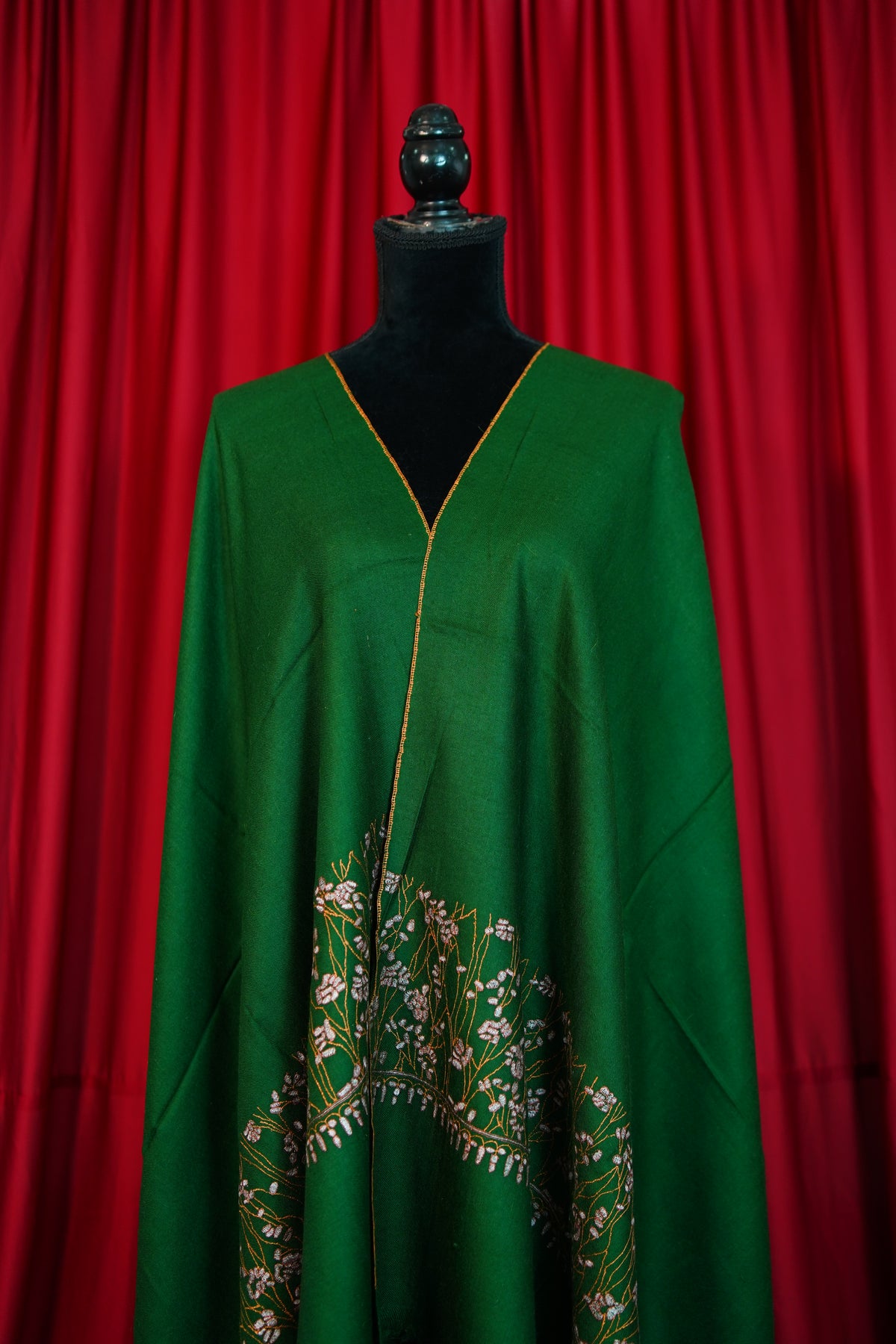 green GI palla embroidery pashmina shawl 0357