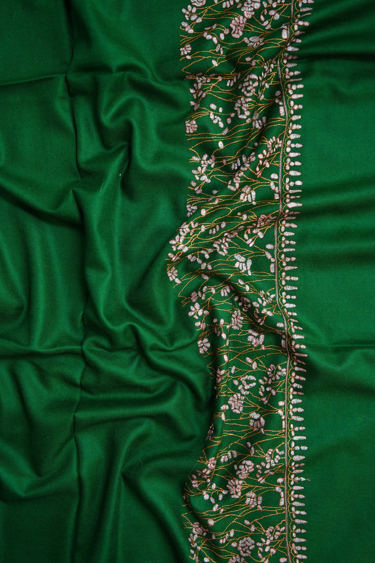 green GI palla embroidery pashmina shawl 0357