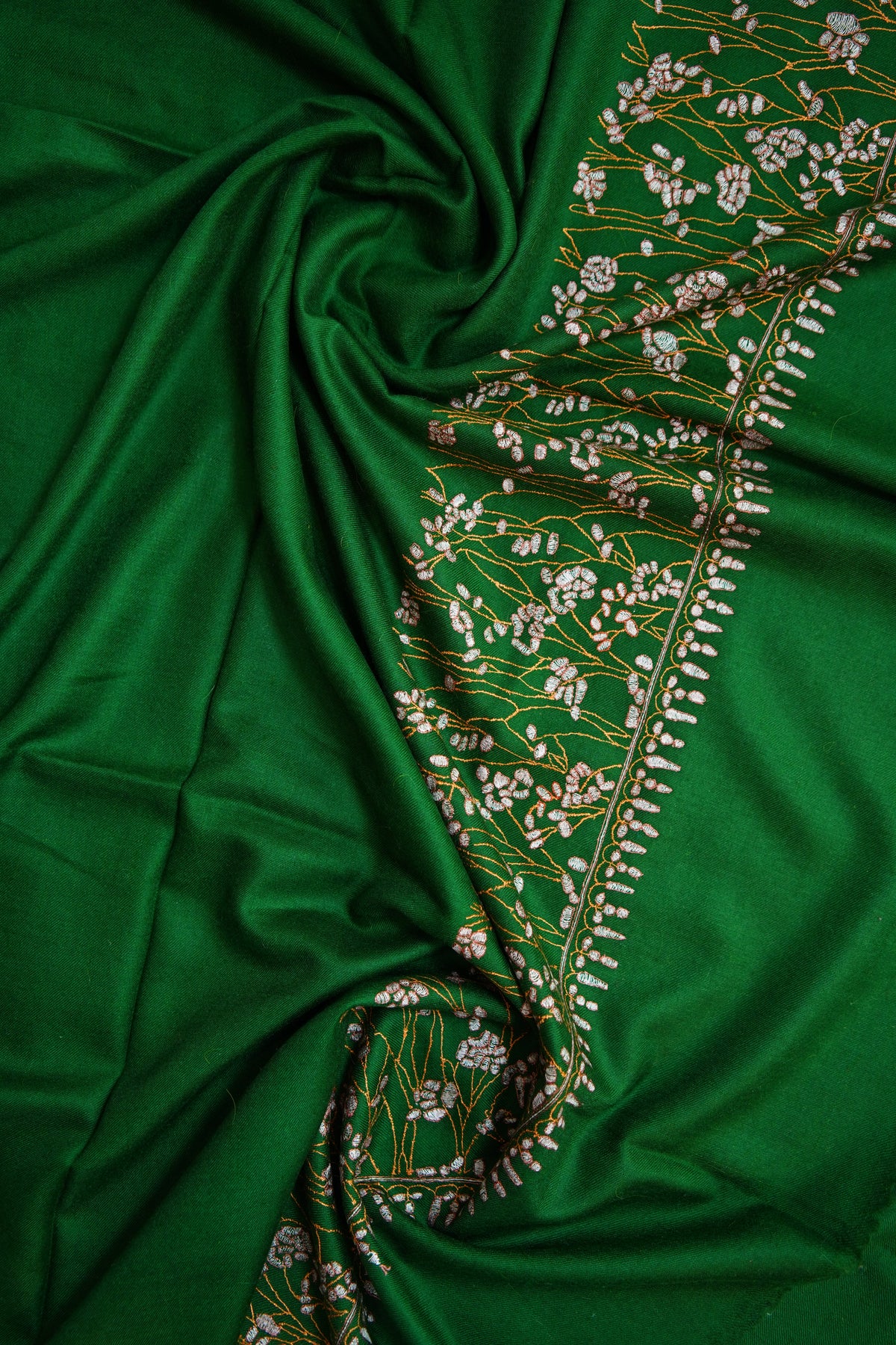 green GI palla embroidery pashmina shawl 0357