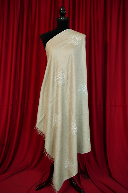 light natural GI butis embroidery pashmina shawl 0358
