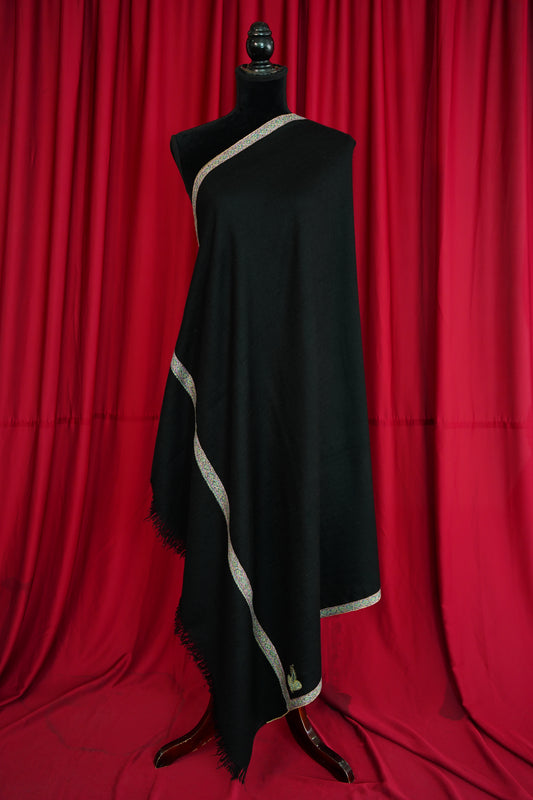 black GI embroidery pashmina shawl 0360
