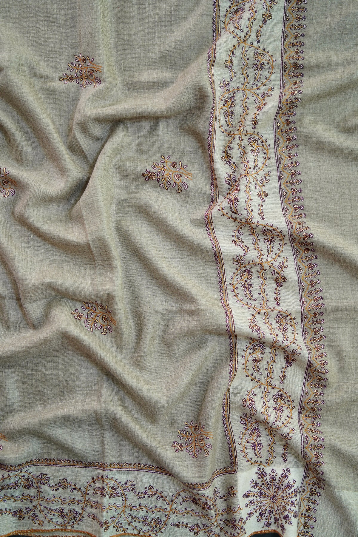 natural GI butis embroidery pashmina shawl 0362