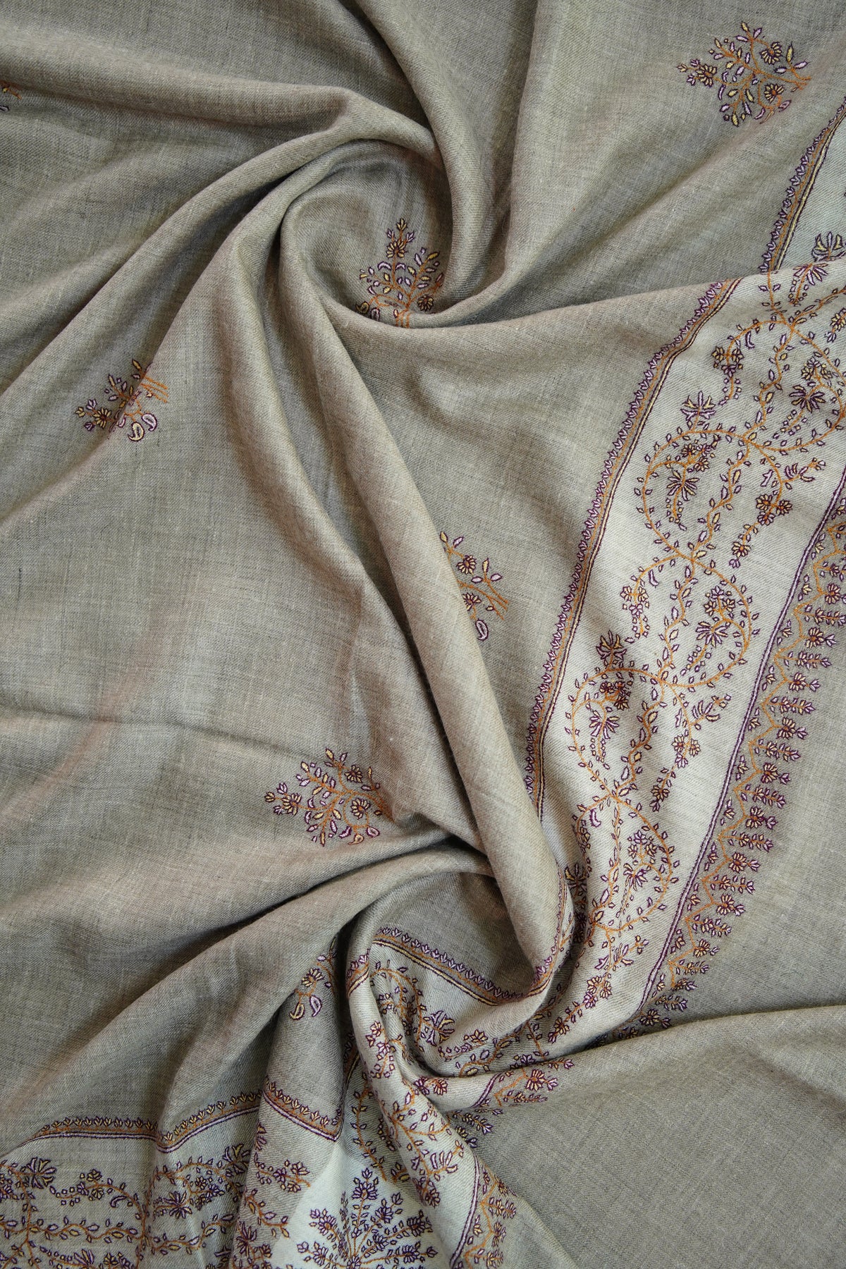 natural GI butis embroidery pashmina shawl 0362