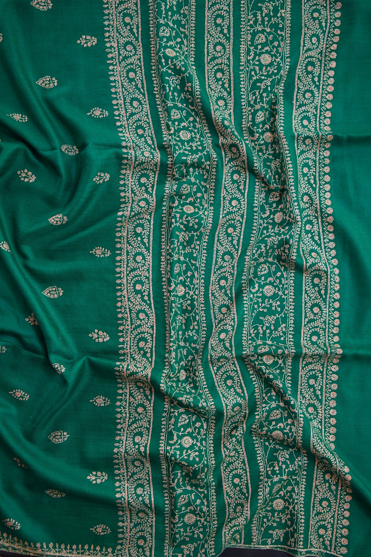 jade green GI embroidery pashmina shawl 0363