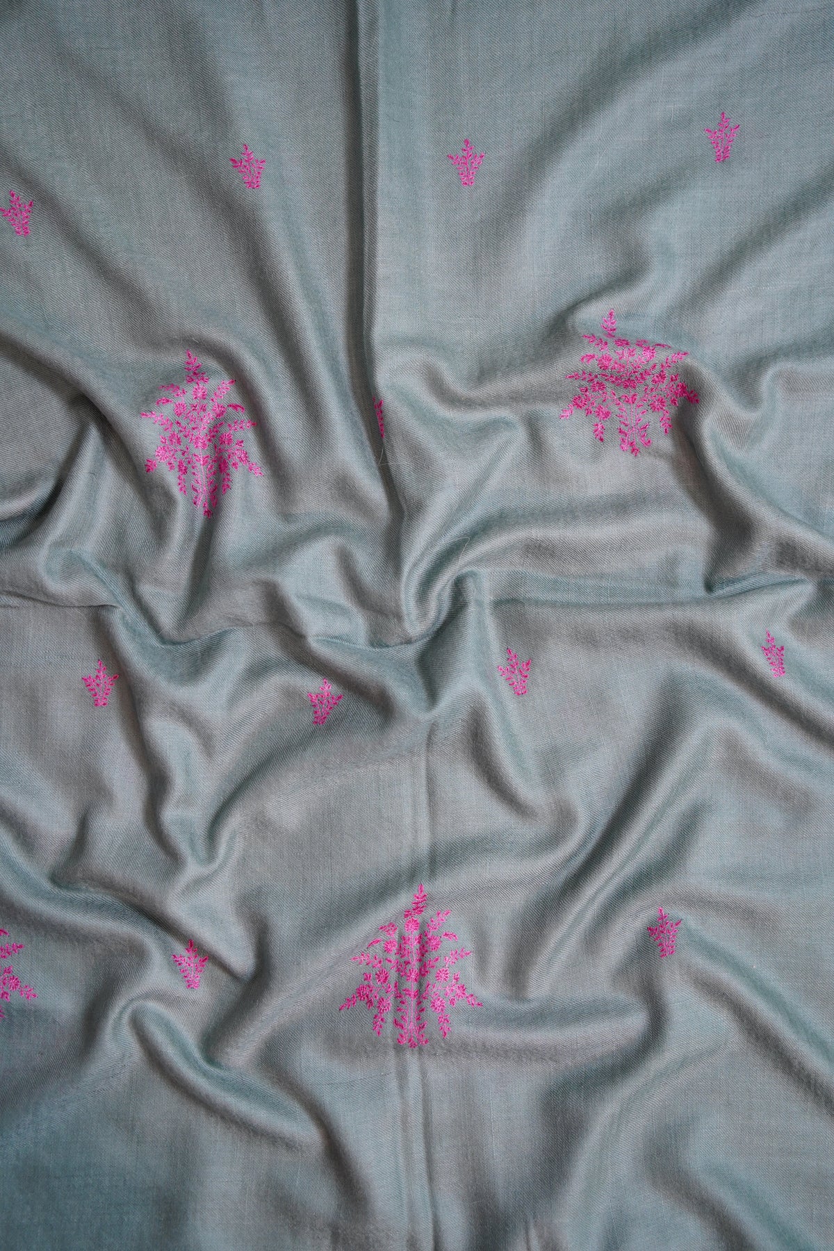 pigeon blue GI butis embroidery pashmina stole 0365