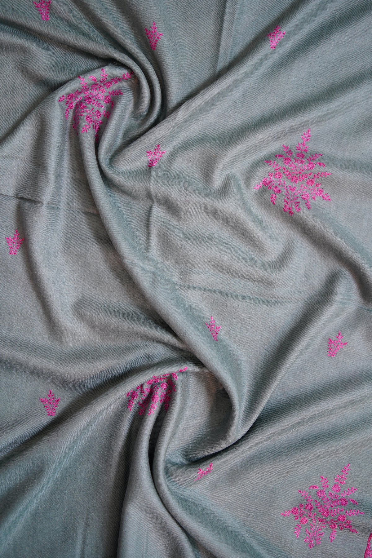 pigeon blue GI butis embroidery pashmina stole 0365