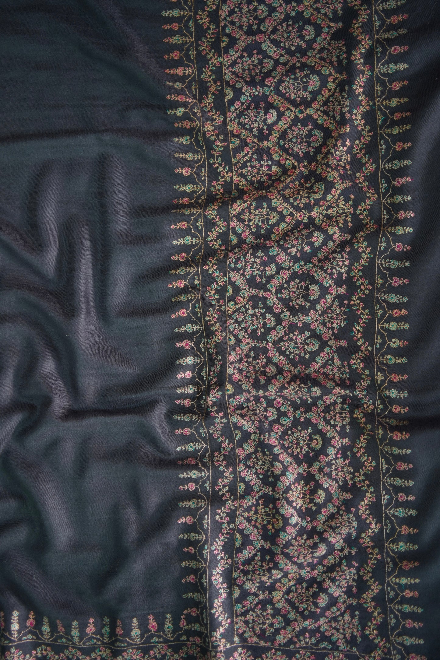 pigeon blue GI embroidery pashmina shawl 9467