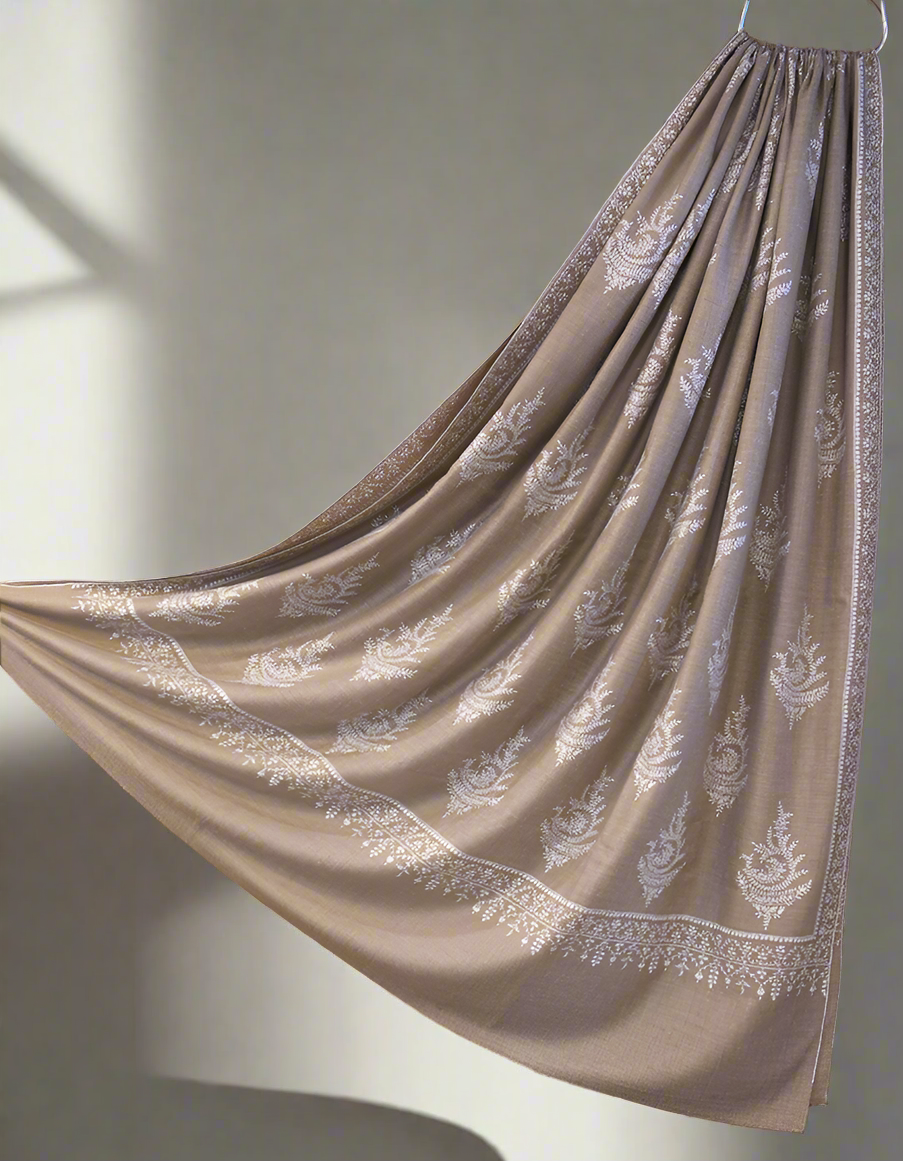 natural butis XL embroidery GI pashmina shawl 8862