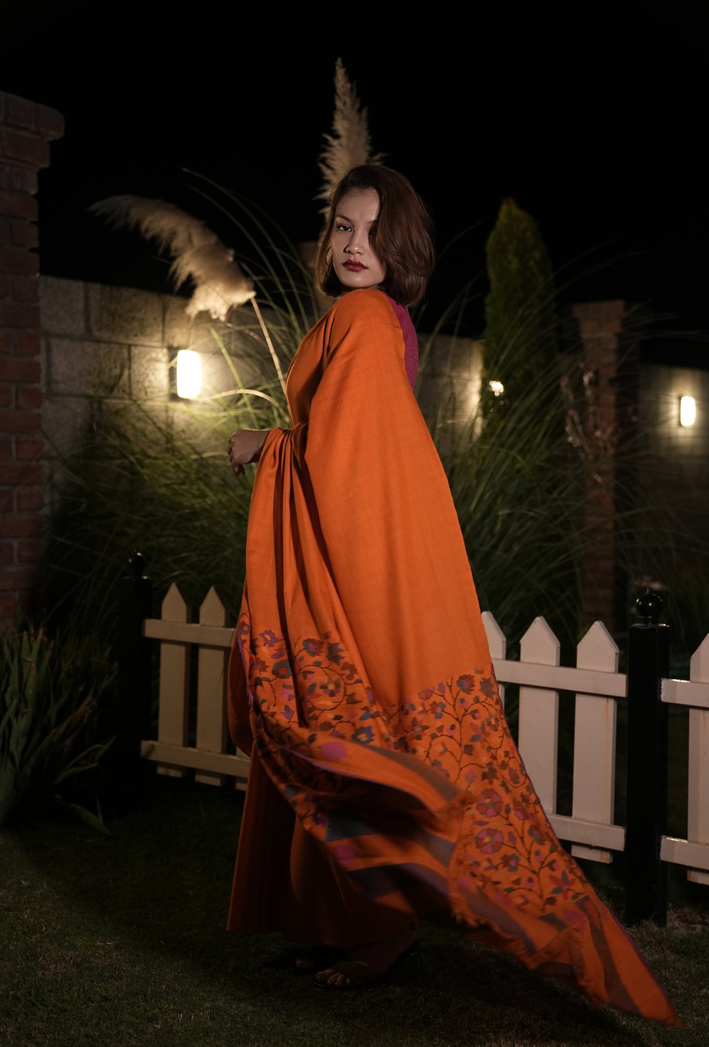 orange handmade kani palla woven saree