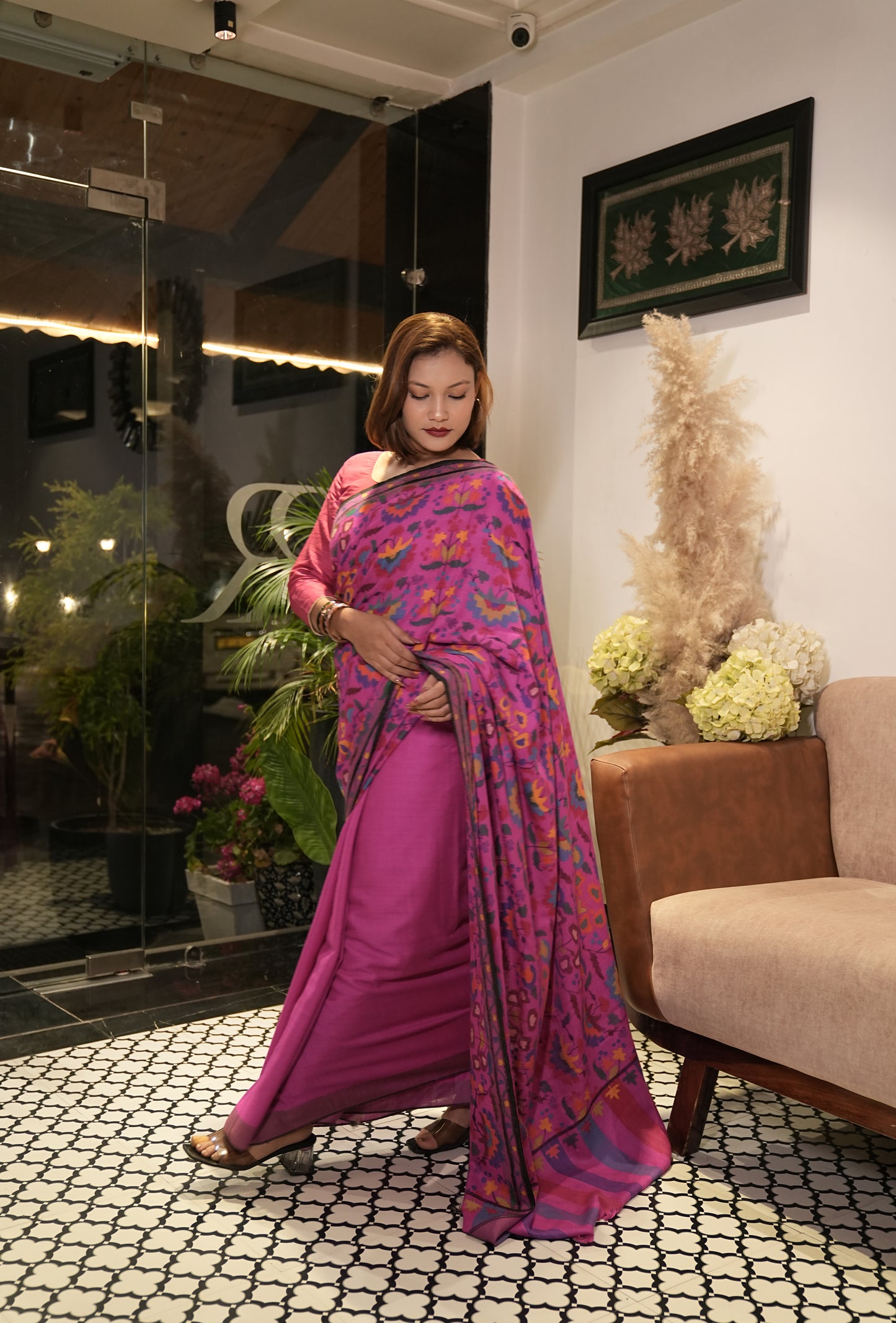 Magenta Handmade Kani Woven Saree