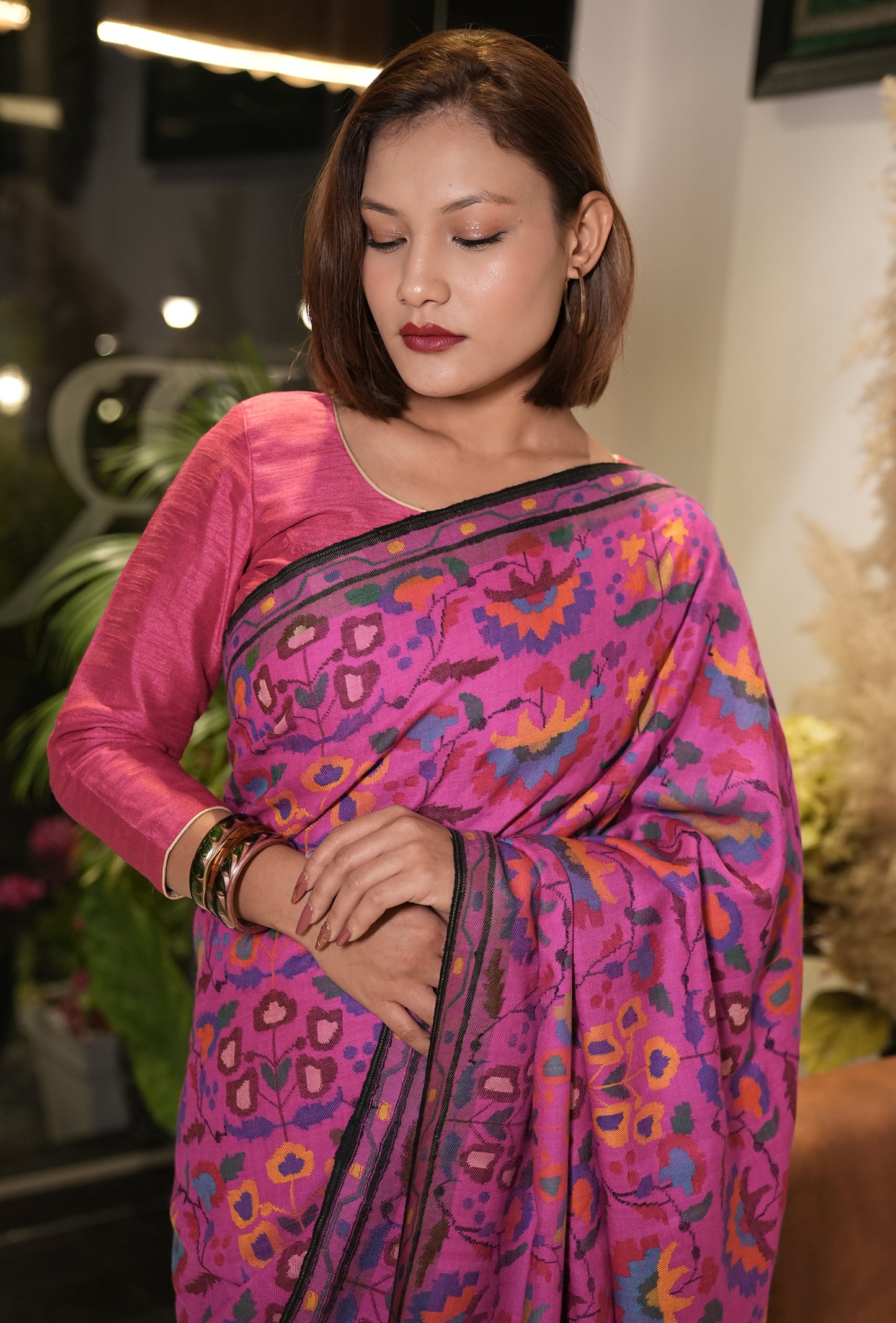 Magenta Handmade Kani Woven Saree