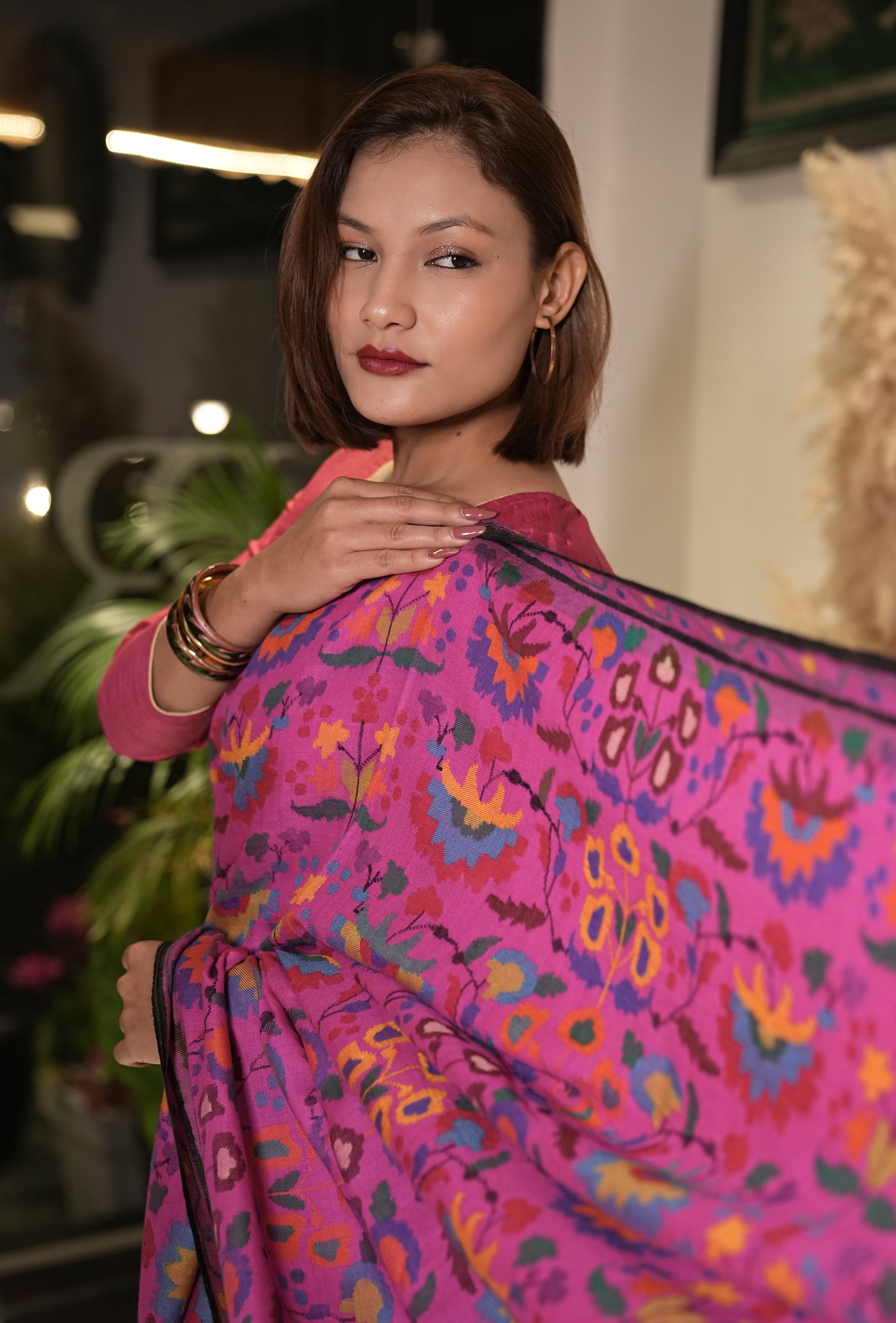 Magenta Handmade Kani Woven Saree