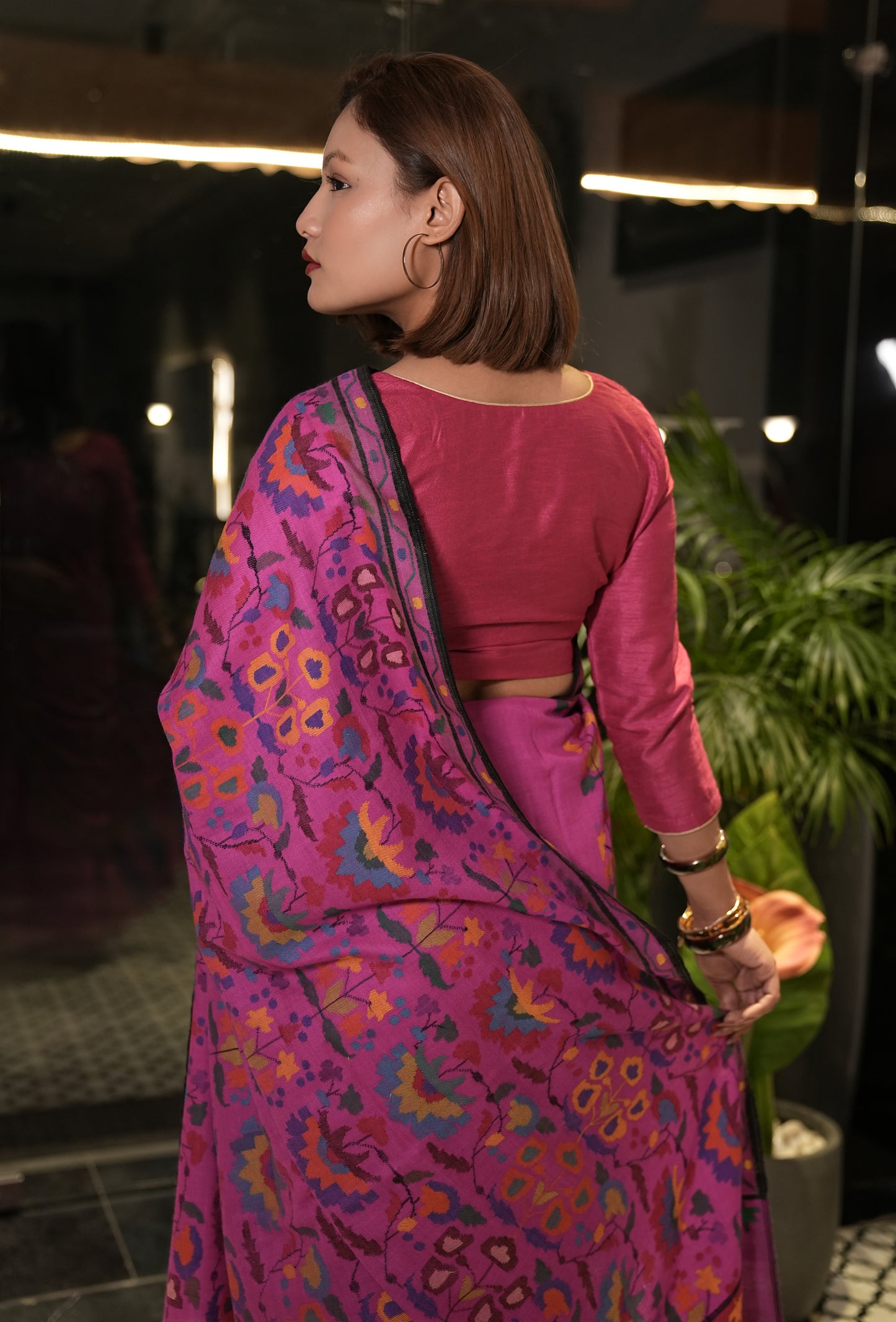 Magenta Handmade Kani Woven Saree