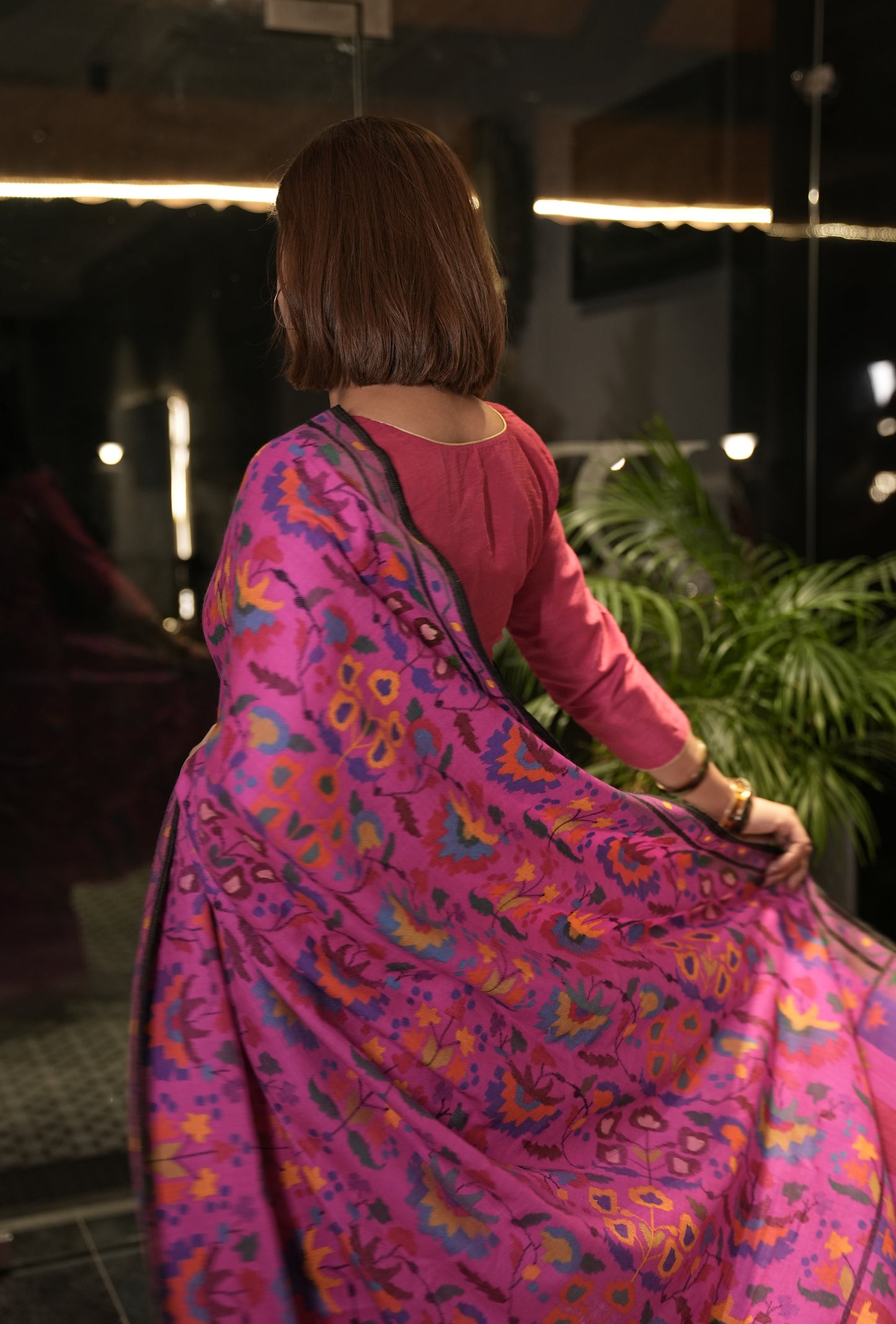 Magenta Handmade Kani Woven Saree
