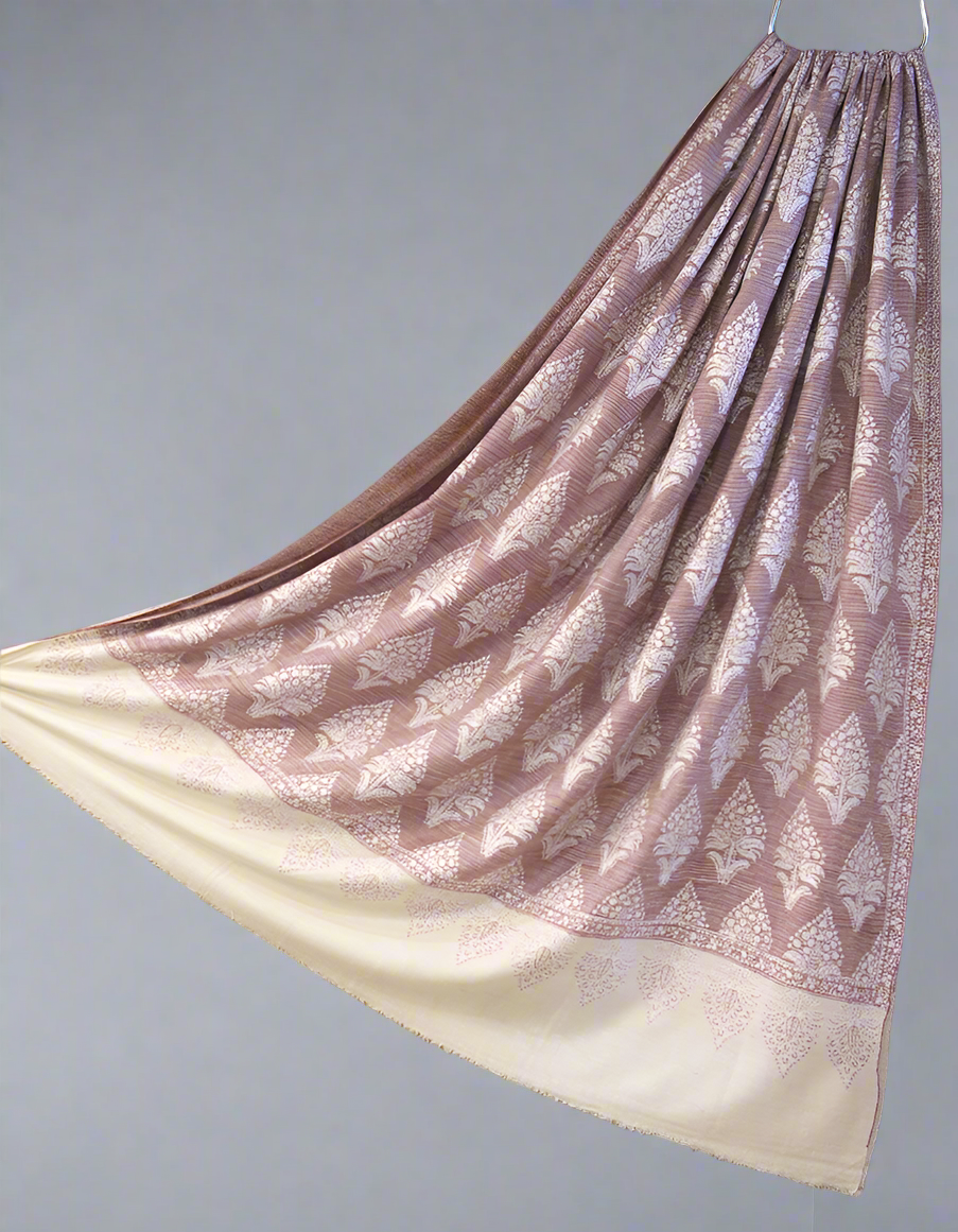 light hibiscus XL butis jamma embroidery GI pashmina shawl 8871