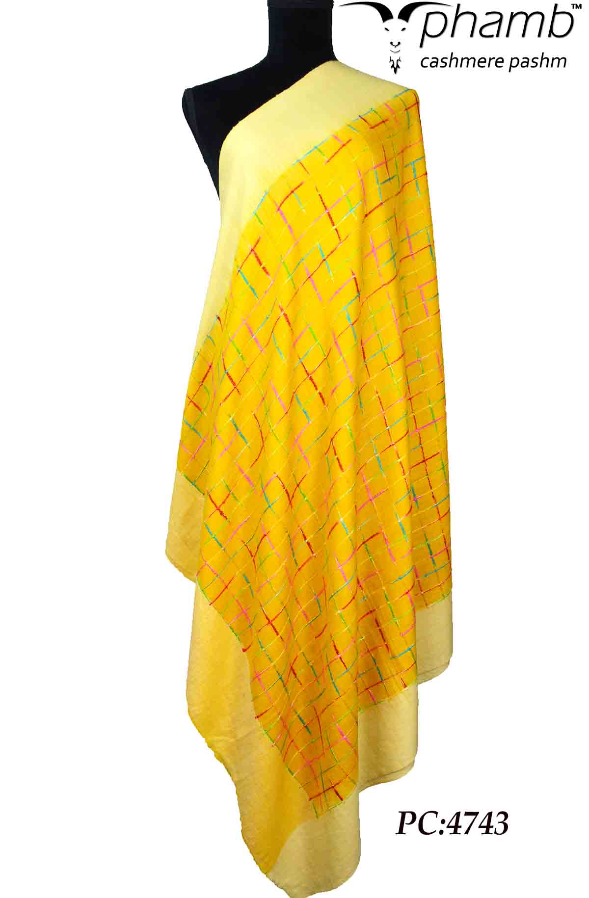 yellow design shawl - 4743