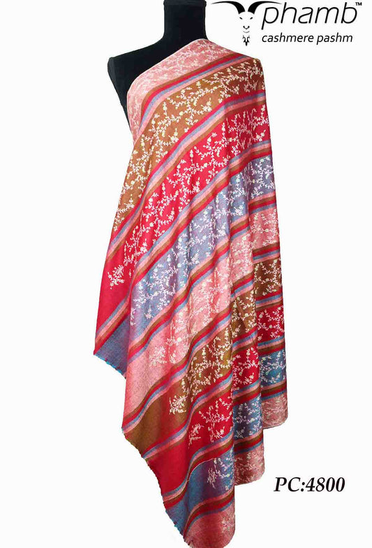 Multi-coloured full emb. shawl - 4800