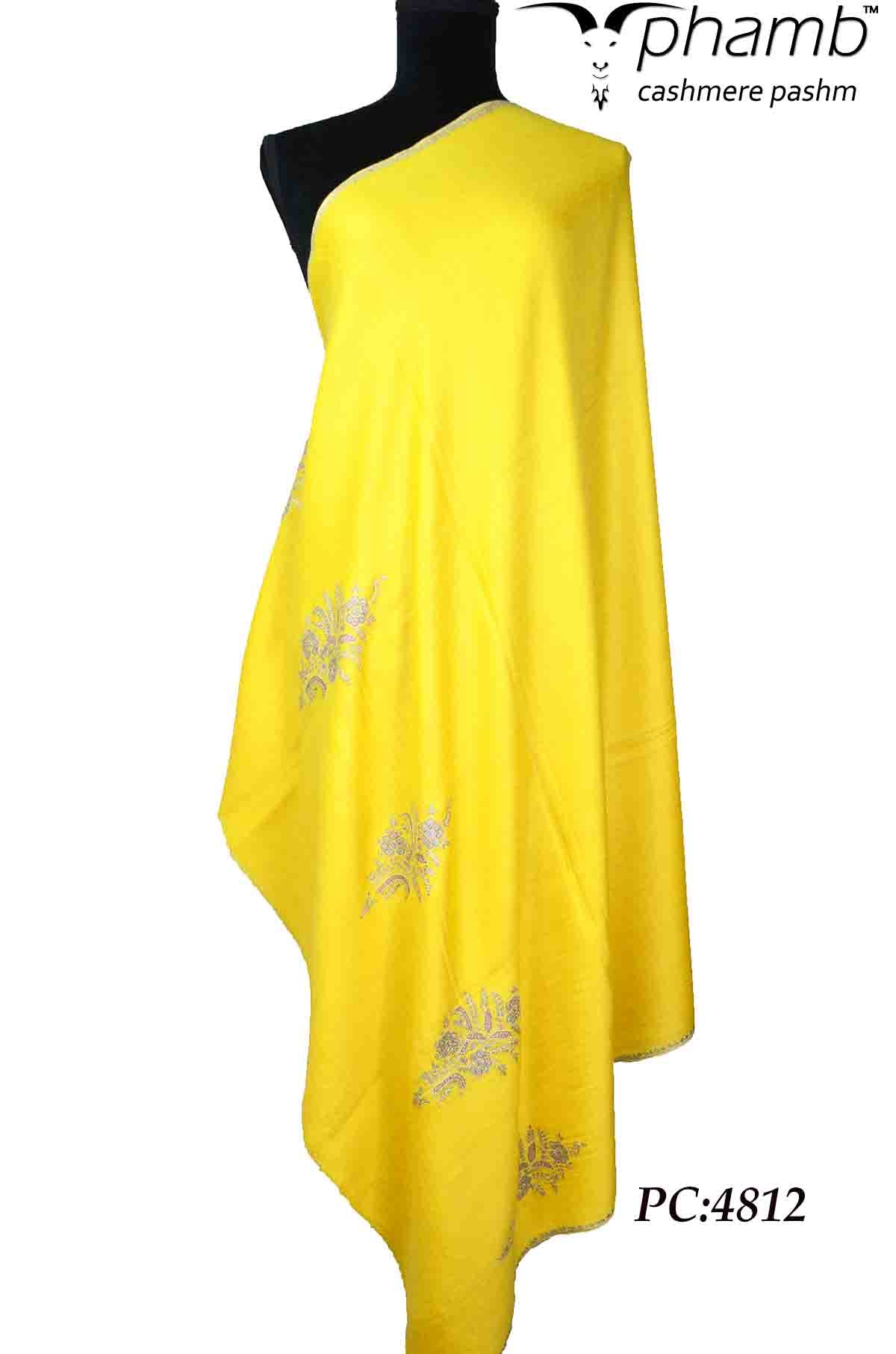 yellow booti shawl - 4812