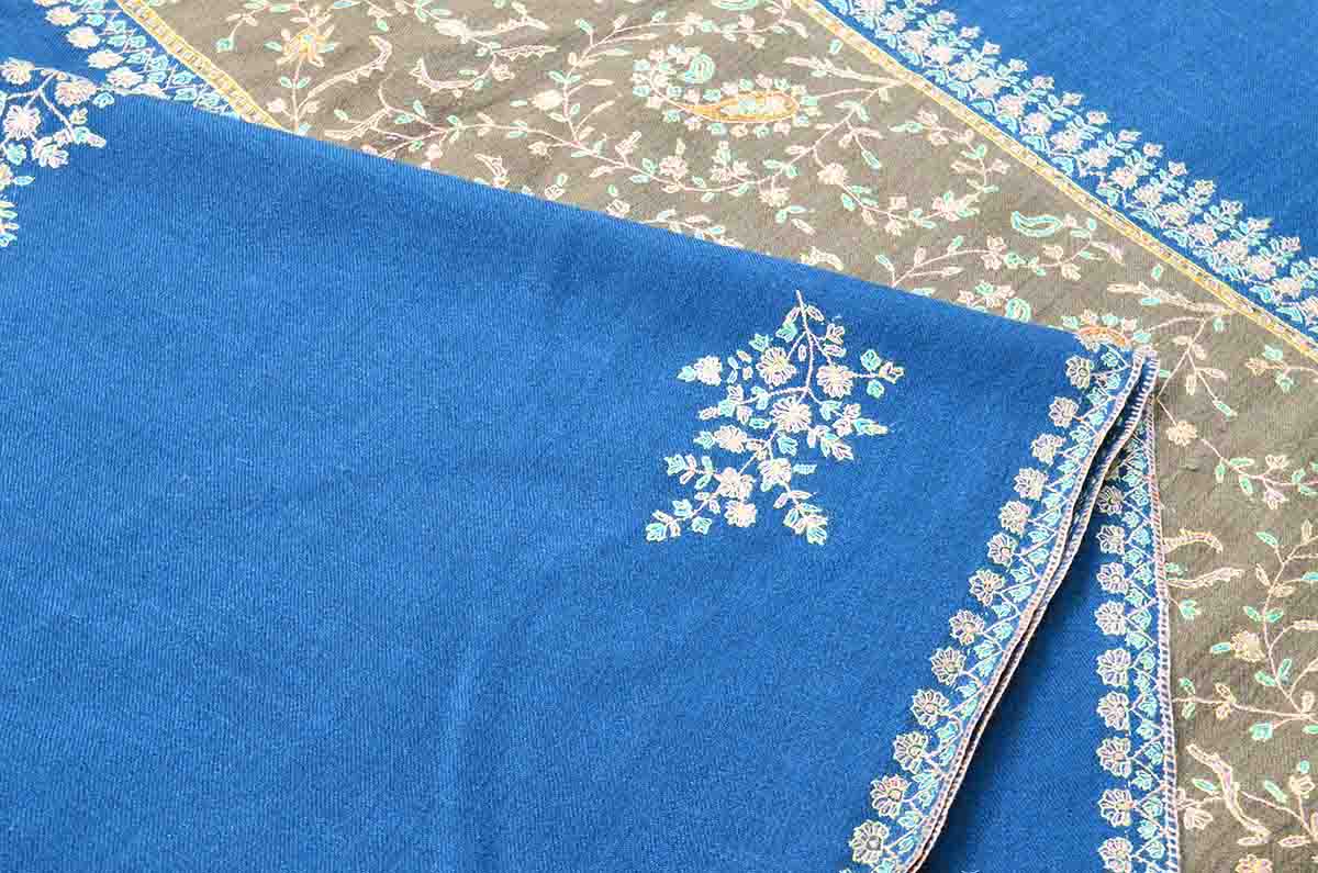 blue embroidery shawl - 4818