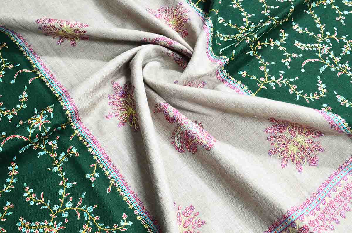 dual colour embroidery shawl - 4823