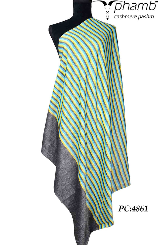 stripes shawl with black border - 4861