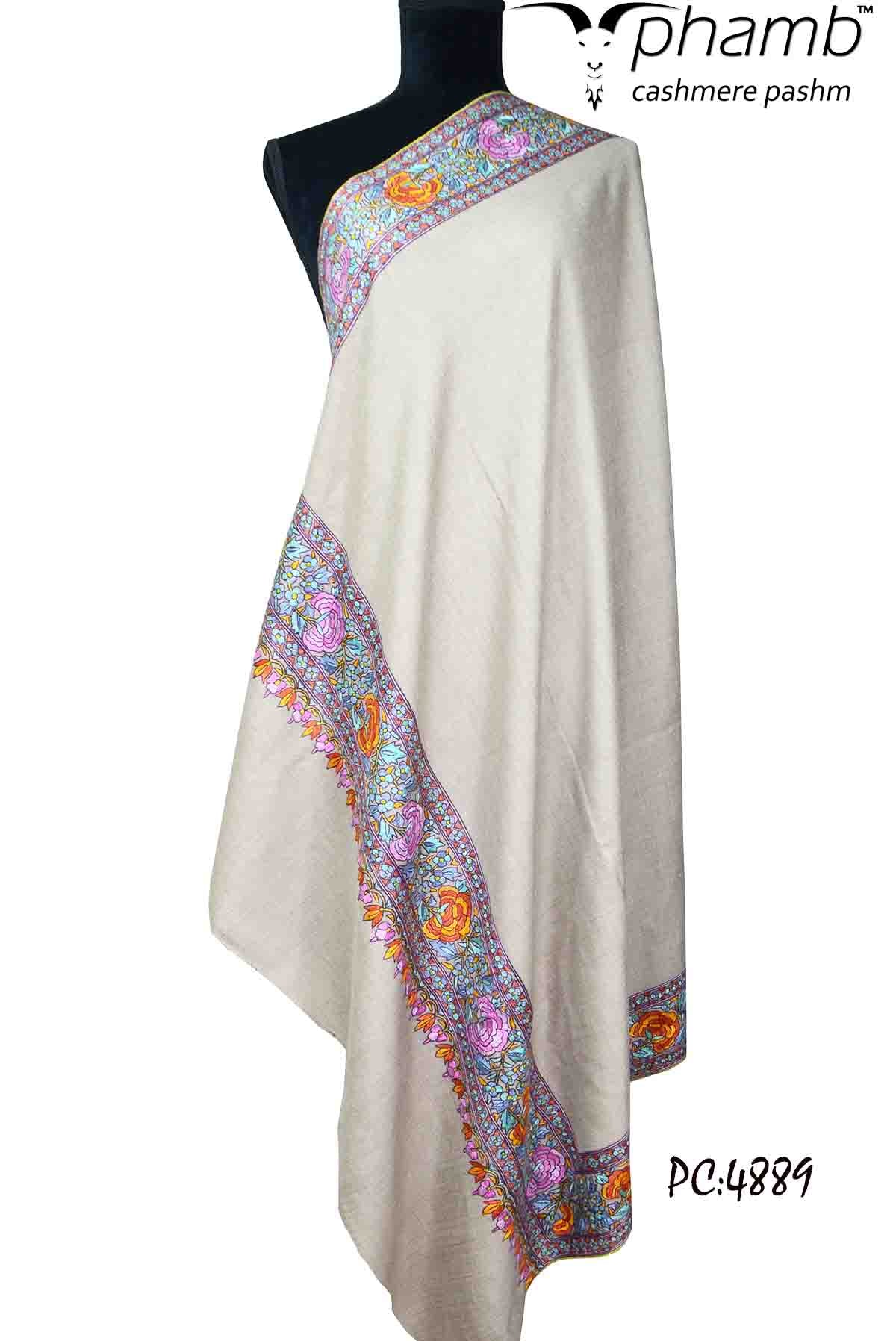 greyish emb. shawl - 4889