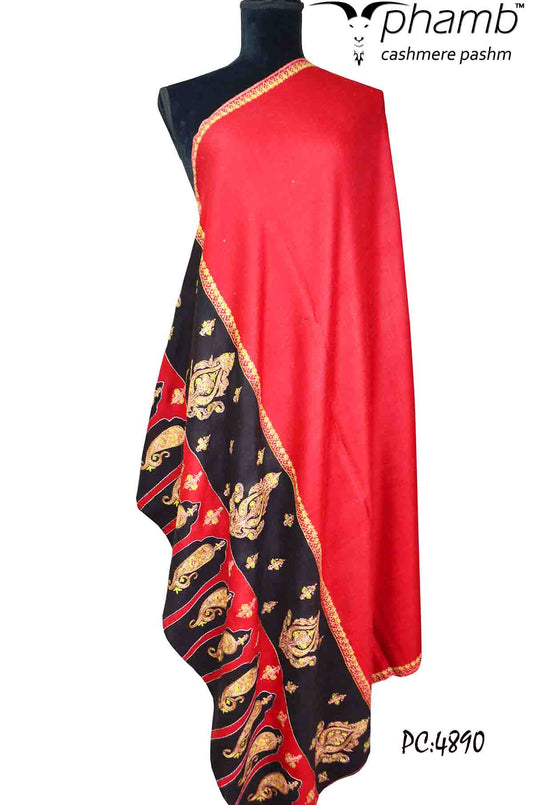 red and black emb. shawl - 4890