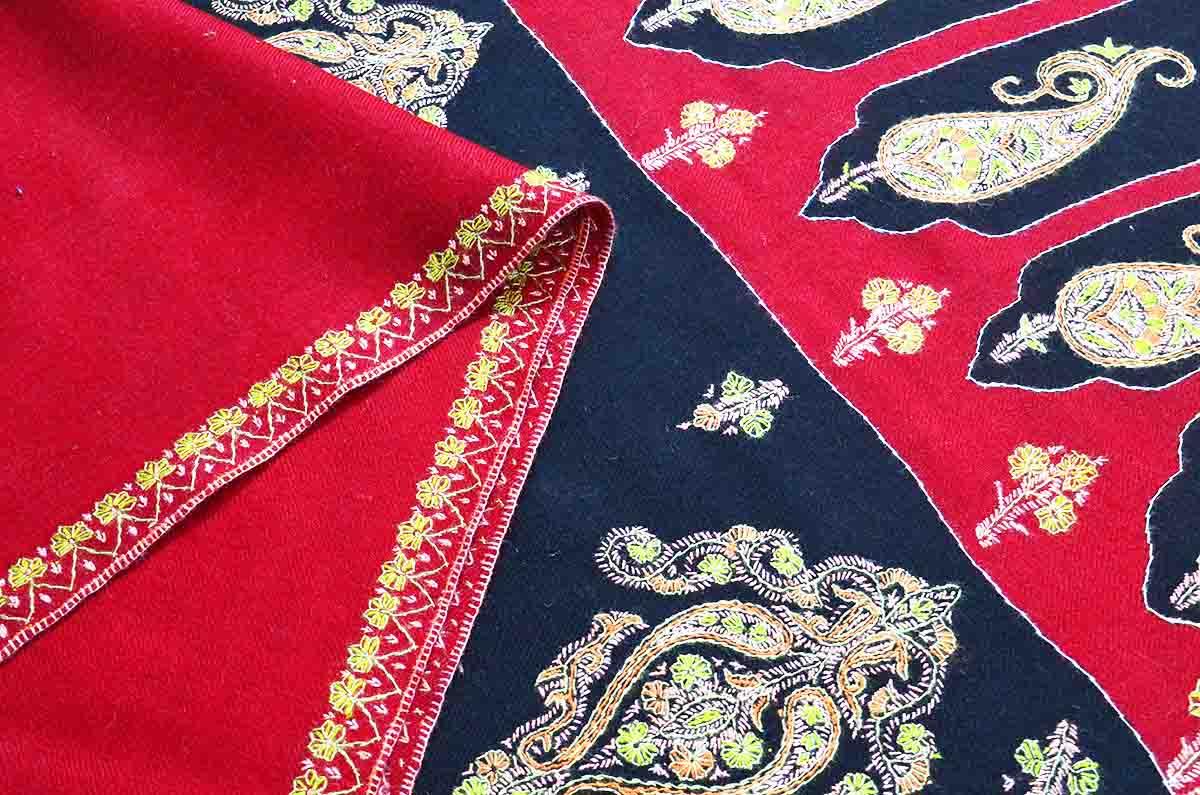 red and black emb. shawl - 4890