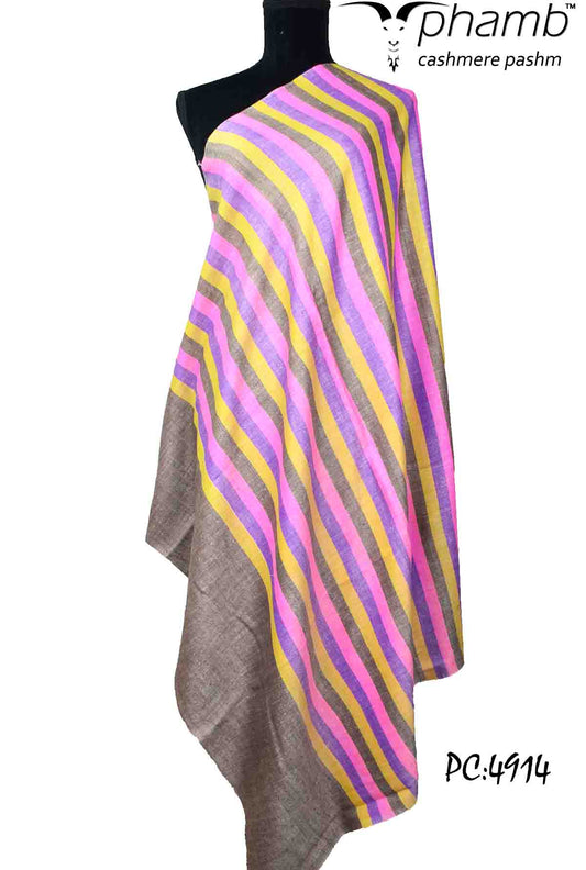 stripes shawl with brown border - 4914