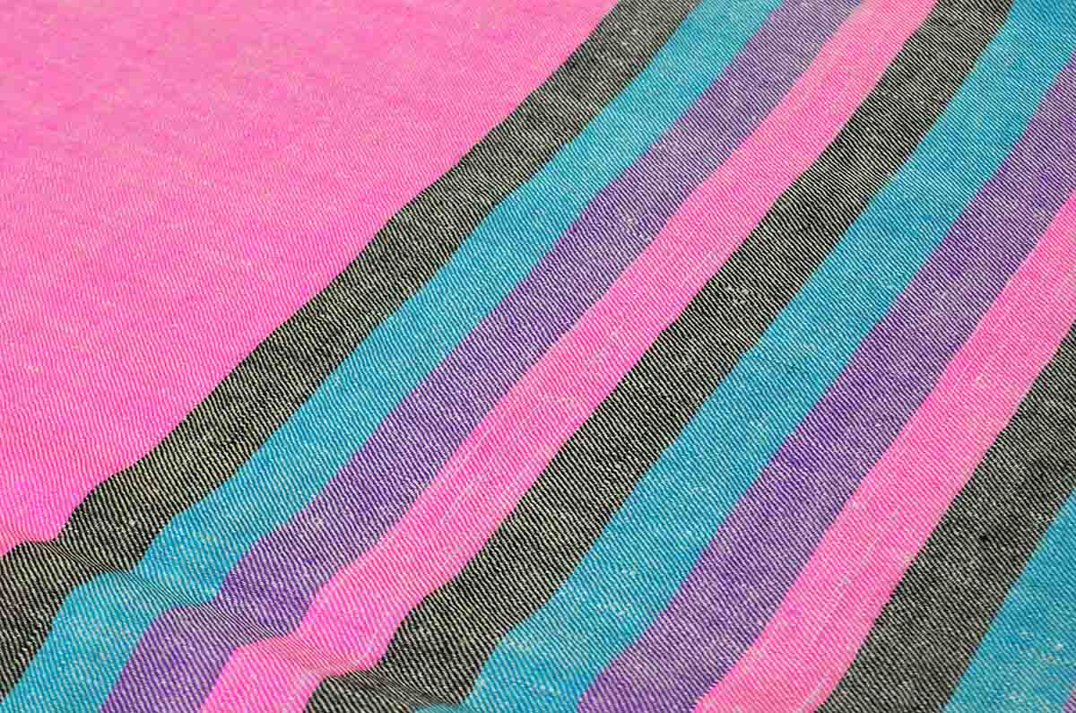 stripes shawl with pinnk border-4916