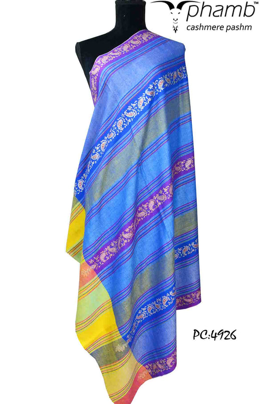 blue emb. shawl - 4926