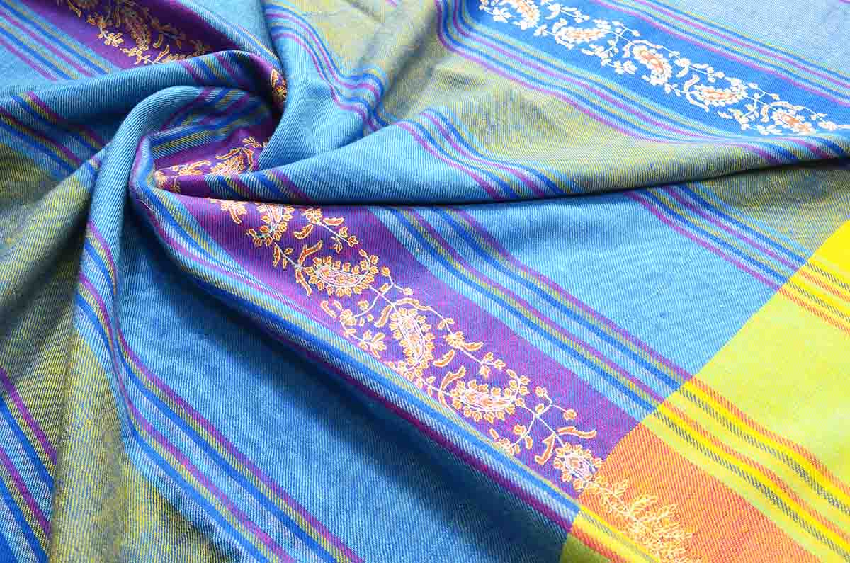 blue emb. shawl - 4926