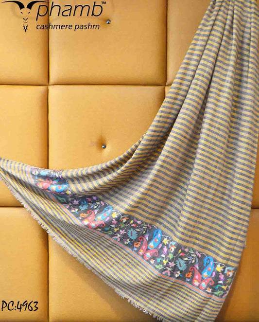 stripes kani border shawl - 4963