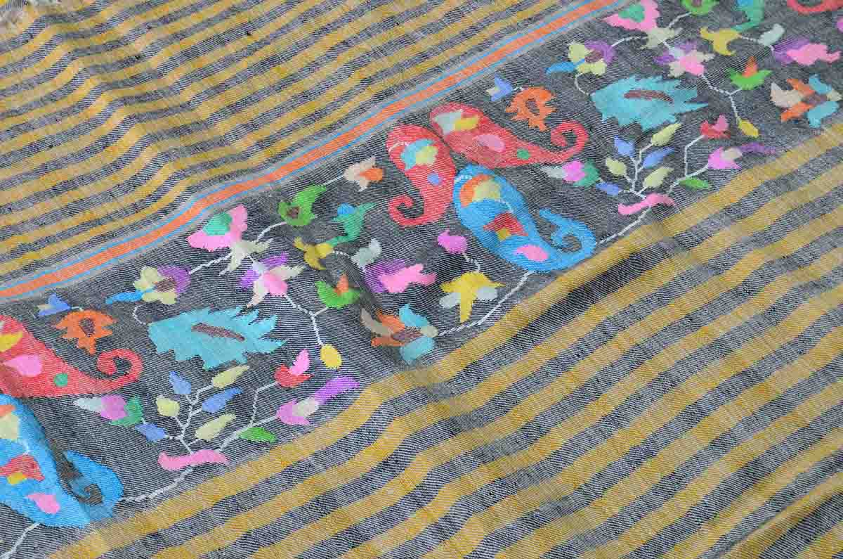 stripes kani border shawl - 4963