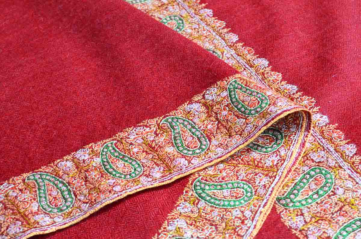 red sozni shawl - 4981