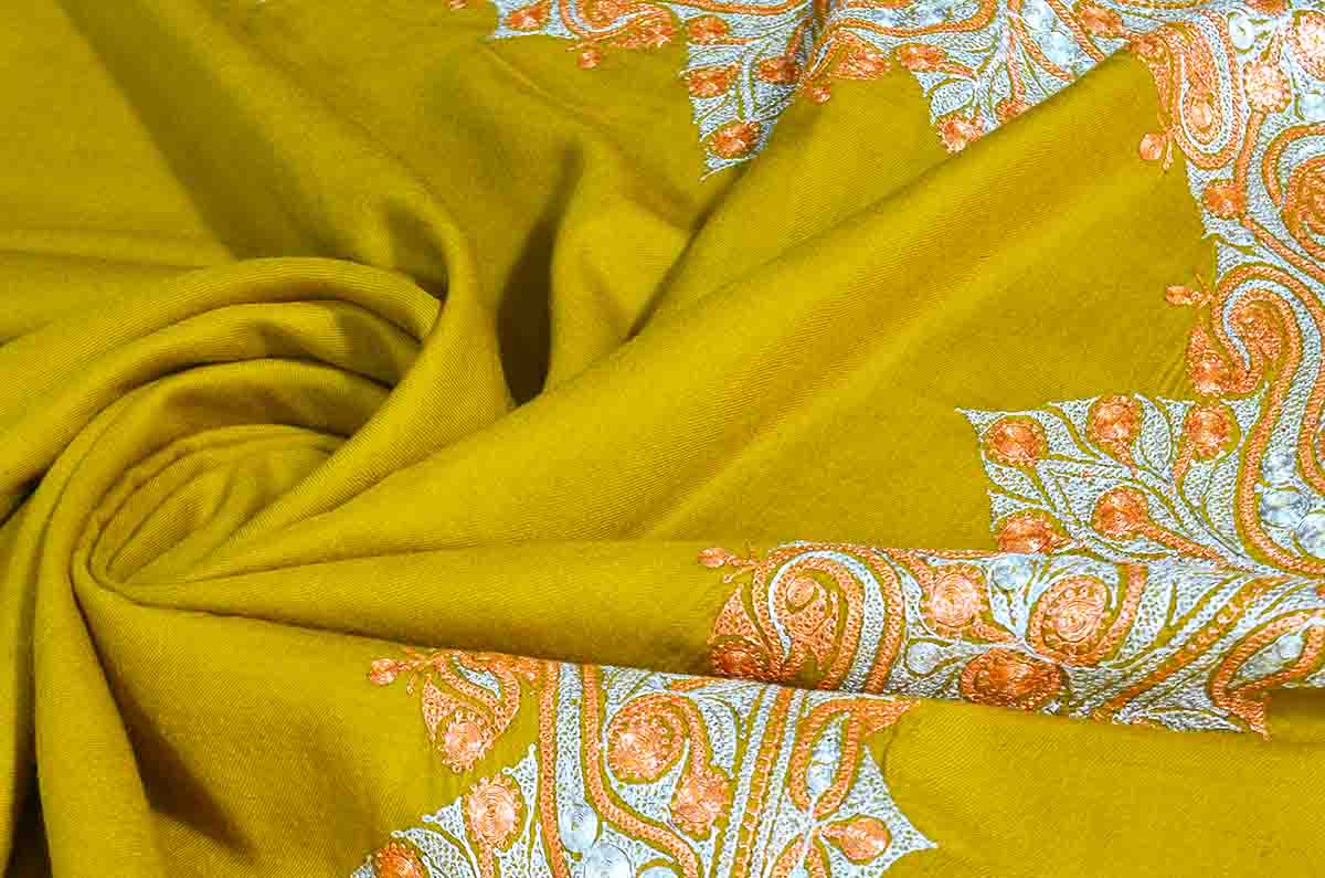 mustard tilla shawl  - 5021