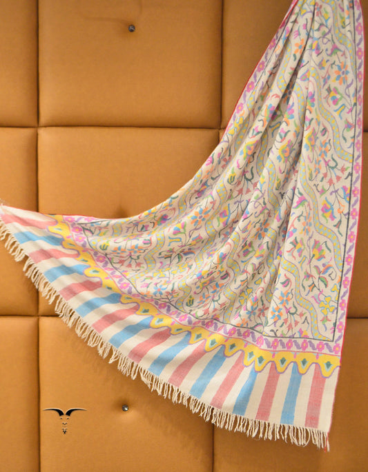 Kani Pashmina Shawl White 5194
