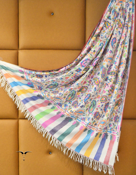 Kani Pashmina Shawl White 5199