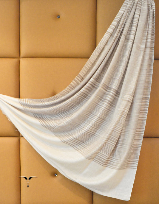 Striped Pashmina Shawl White & Natural 5204