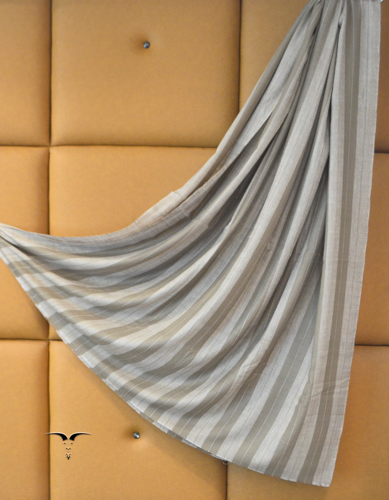 Striped Pashmina Shawl White & Natural 5205