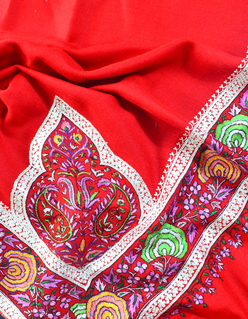 Embroidery Pashmina Shawl Red 5233
