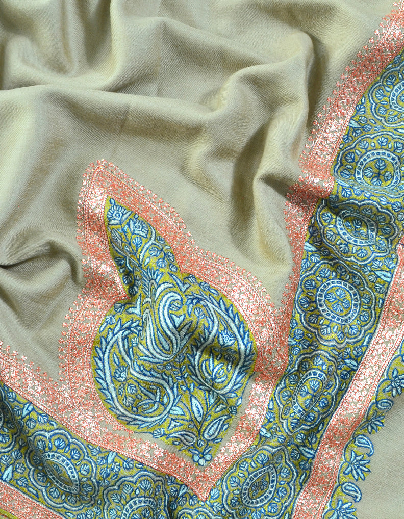 Embroidery Pashmina Shawl Golden 5236