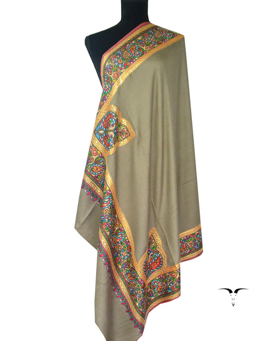 Embroidery Pashmina Shawl Natural 5237