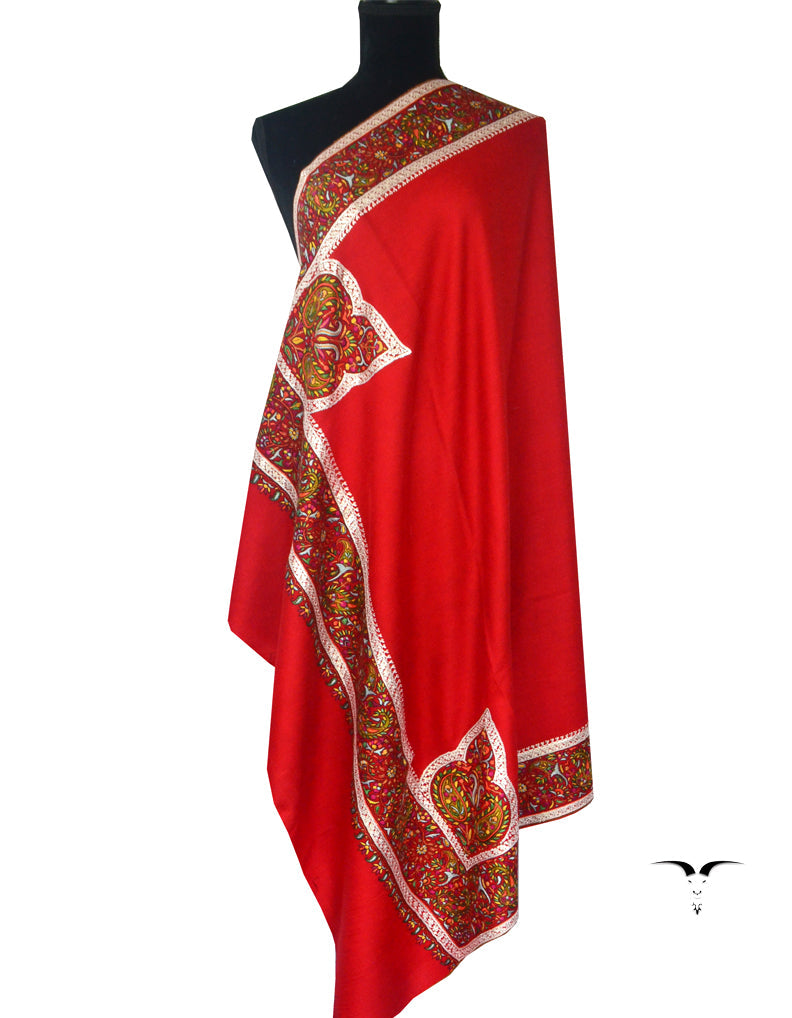 Embroidery Pashmina Shawl Red 5238