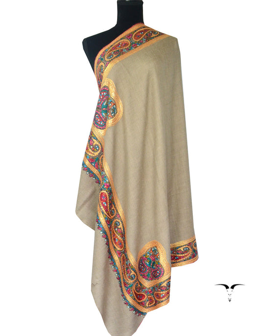 Embroidery Pashmina Shawl Natural 5239