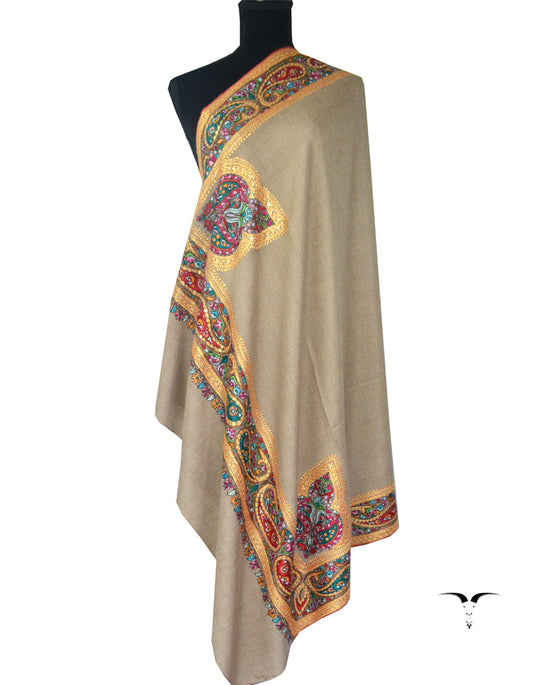 Embroidery Pashmina Shawl Natural 5243
