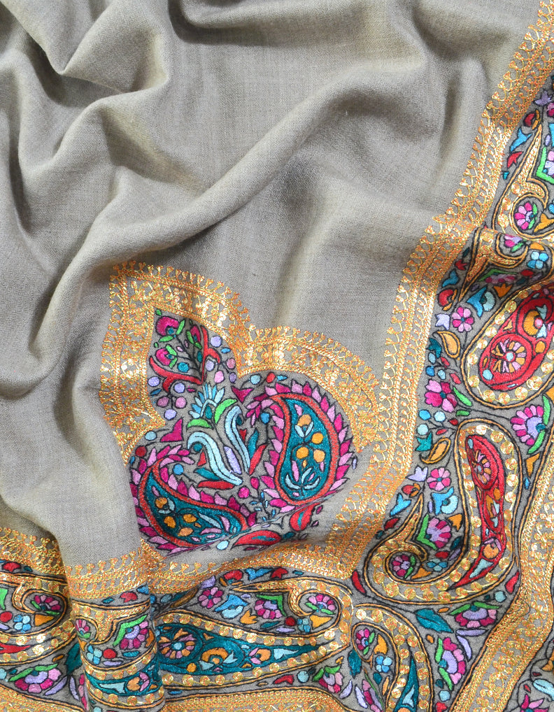Embroidery Pashmina Shawl Natural 5243