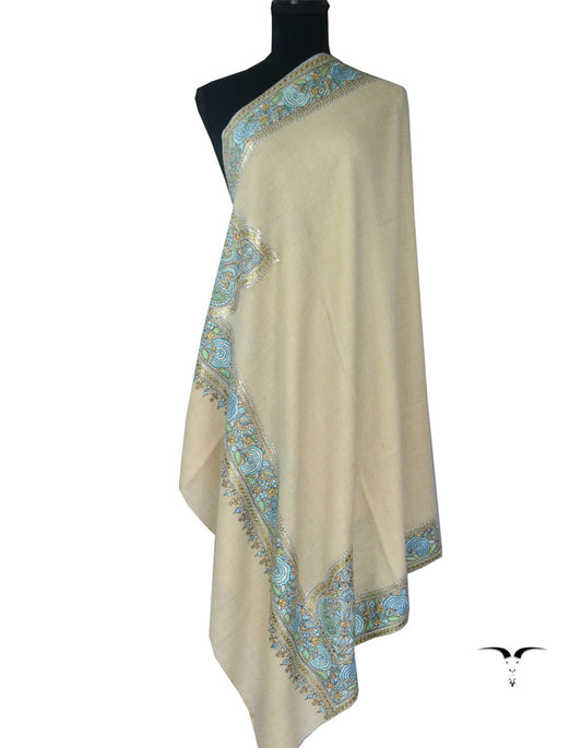 Embroidery Pashmina Shawl Natural 5244