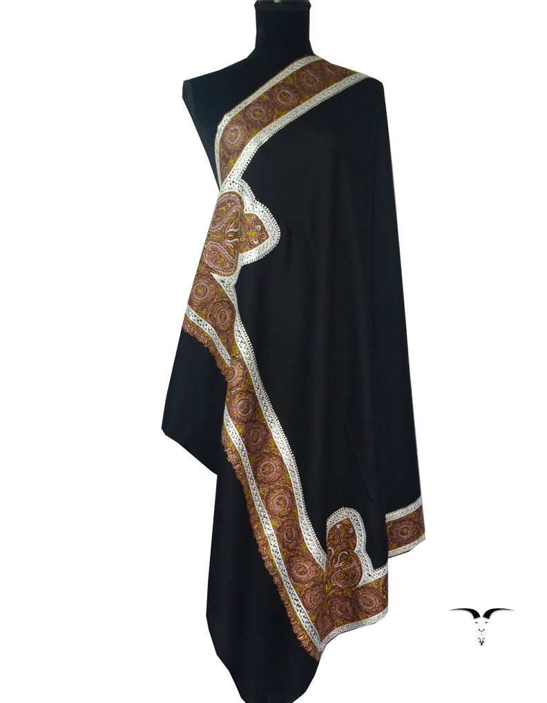Embroidery Pashmina Shawl Black 5245