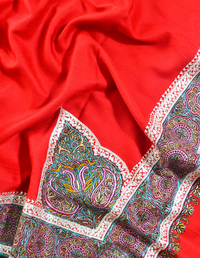 Embroidery Pashmina Shawl Red 5246